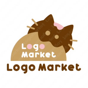 ロゴ作成デザインです Muni可愛い猫が特徴のケーキ屋さん猫をイメージしたロゴマークです
