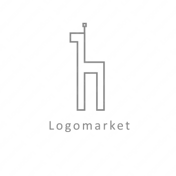 ロゴ作成デザインです シンプルワークスｈのキリンさんキリンをイメージしたロゴマークです