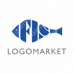 魚と文字とユニークのロゴ