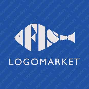 魚と文字とユニークのロゴ