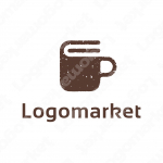 本とコーヒーカップとカフェのロゴ