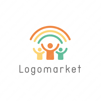 虹と人々と喜びのロゴ