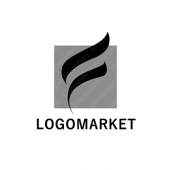 正方形と炎と「F」のロゴ
