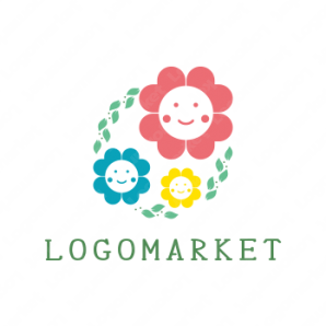 ロゴ作成デザインです シンプルワークス草冠フラワーズ花をイメージしたロゴマークです