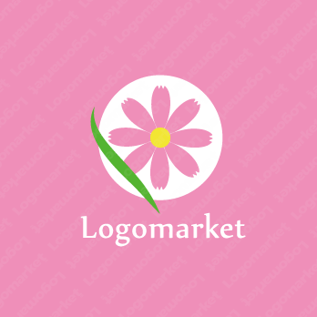 花と円とピンクのロゴ