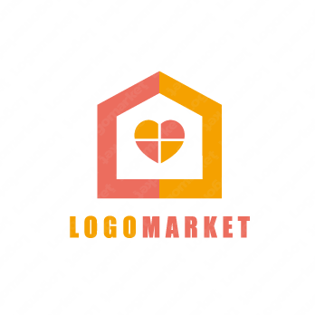 ハートと窓と家のロゴ