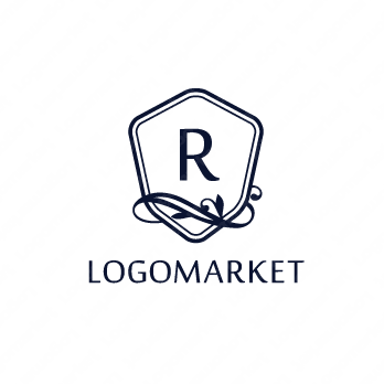 フレームと品と「R」のロゴ