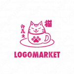 猫とカフェとキャラクターのロゴ