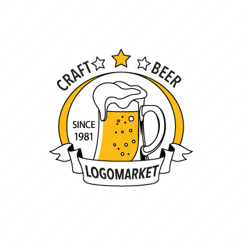 ビールとエンブレムとお酒のロゴ
