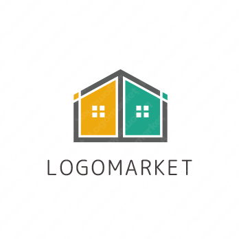 家と矢印と信頼のロゴ