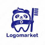 パンダと歯とキャラクターのロゴ