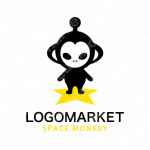 猿と宇宙人とキャラクターのロゴ