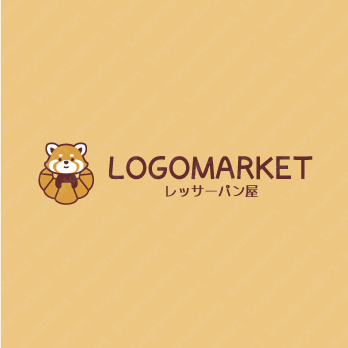 レッサーパンダとパンとキャラクターのロゴ