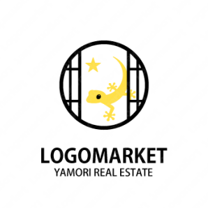 ロゴ作成デザインです 絵描き処 加賀里屋月夜のヤモリヤモリをイメージしたロゴマークです