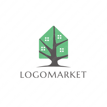 木と家とシェアのロゴ