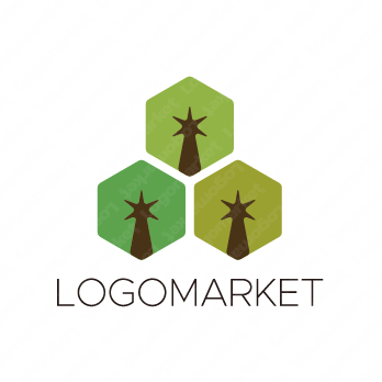 森と六角形と自然のロゴ