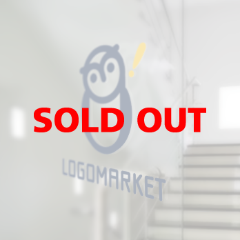 ふくろうとびっくりマークと考えるのロゴ