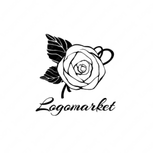 ロゴ作成デザインです パステル工房モノクロのバラ花をイメージしたロゴマークです