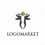 牛と帽子とキャラクターのロゴ