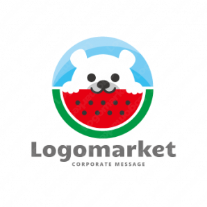 ロゴ作成デザインです Maritwin Design Officeスイカと白くまスイカをイメージしたロゴマークです