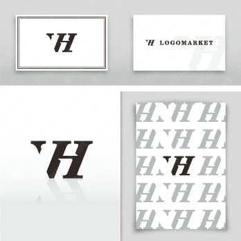 アルファベットとw/hとミニマルラインのロゴ