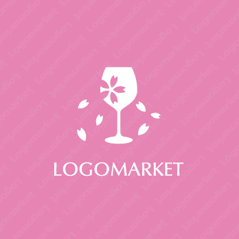 桜とワインとフラットラインのロゴ