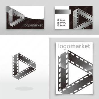 フィルムと再生マークとシンプルのロゴ