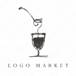 ワインとイタリアンと手描きイラストのロゴ