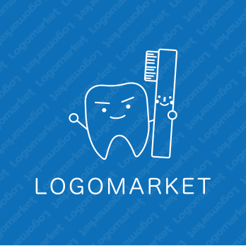 歯ブラシと歯とキャラクターのロゴ