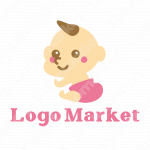赤ちゃんとおむつとキャラクターのロゴ