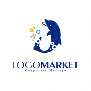 ロゴ作成デザインです ブルーム デザイン遊ぶイルカdをイメージしたロゴマークです