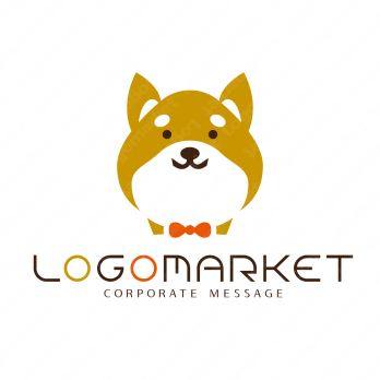 柴犬と蝶ネクタイとキャラクターのロゴ