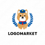 犬とガードマンとキャラクターのロゴ