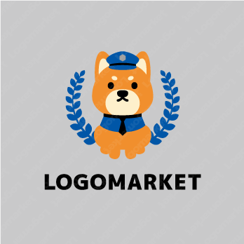 犬とガードマンとキャラクターのロゴ
