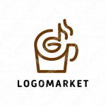 コーヒーと音符とシンプルのロゴ