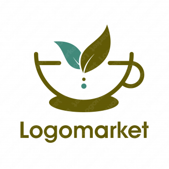 葉とカフェとお茶のロゴ