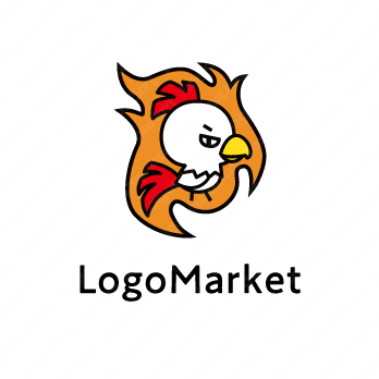 ロゴ作成デザインです 絵描き処 加賀里屋炎の鶏ニワトリをイメージしたロゴマークです