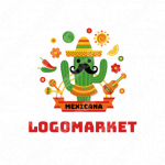 サボテンとメキシカンとキャラクターのロゴ