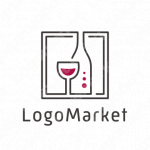 ワインとワイングラスとシンプルのロゴ