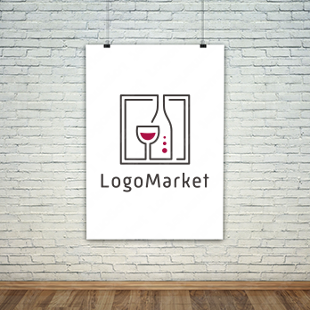 ワインとワイングラスとシンプルのロゴ