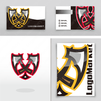 盾と斧とスポーツラインのロゴ
