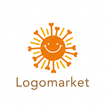 太陽とハートと愛のロゴ