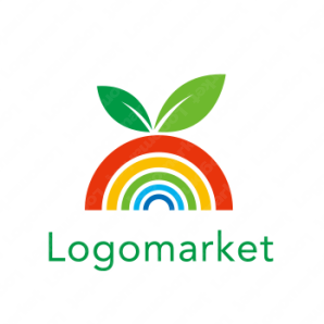 ロゴ作成デザインです シンプルワークス虹と若葉虹をイメージしたロゴマークです