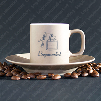 コーヒーとカフェと手描きのロゴ