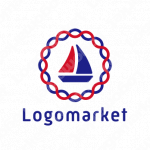 ヨットと海と前進のロゴ