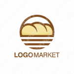 パンとシンプルとフラットラインのロゴ