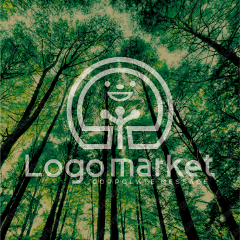 木と自然とキャラクターのロゴ