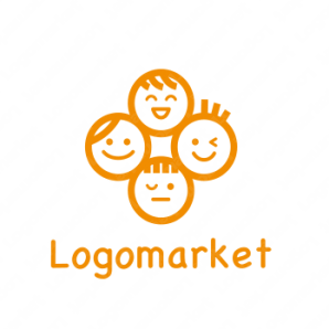 ロゴ作成デザインです シンプルワークス仲良し４人笑顔をイメージしたロゴマークです