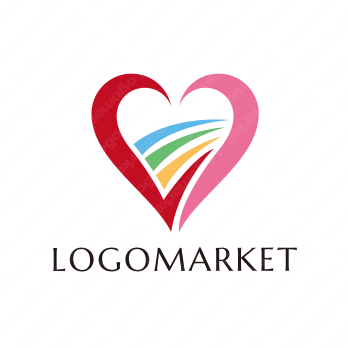 虹と心とハートのロゴ