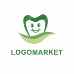 歯と葉とキャラクターのロゴ